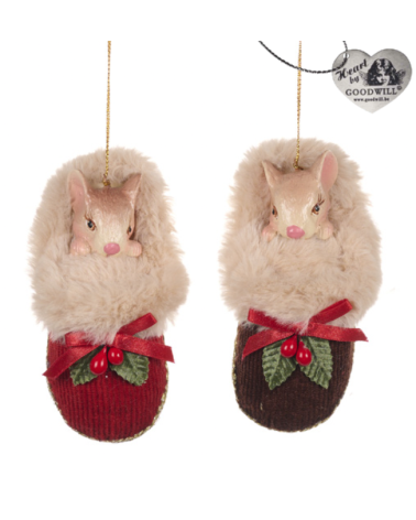 Goodwill-Topino in Christmas nella Pantofola Cm.12,5