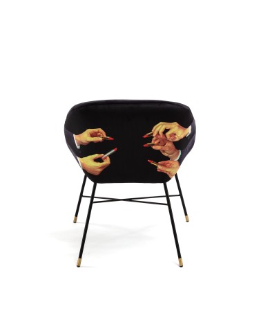 Seletti - Sedia Imbottita ToiletPaper Lipsticks Nera